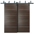 Sartodoors Double Bypass Brown 48x84 6.6' Rails Planum 0020 Chocolate AshTop Mount 2 Tracks Slider Set Modern PLANUM20BBB-SHOYA-4884